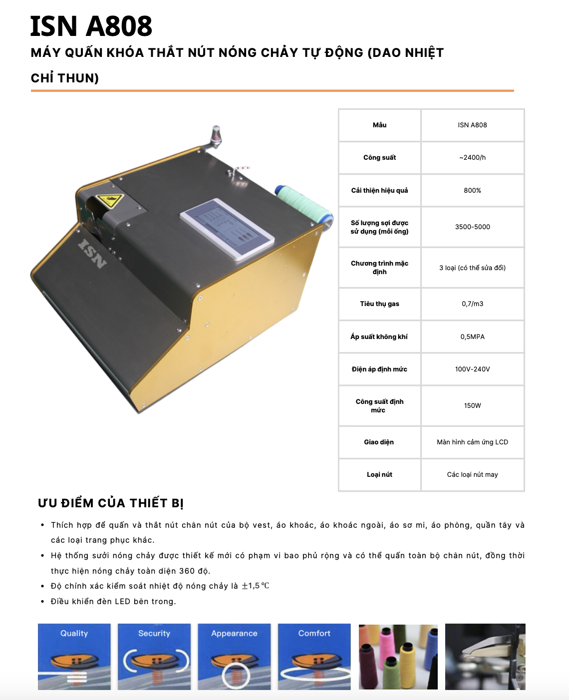Máy Cuốn Chân Nút Nóng Chảy Tự Động (Dao Nhiệt Chỉ Thun) A808 Máy Cuốn Chân Nút Nóng Chảy Tự Động (Dao Nhiệt Chỉ Thun)
